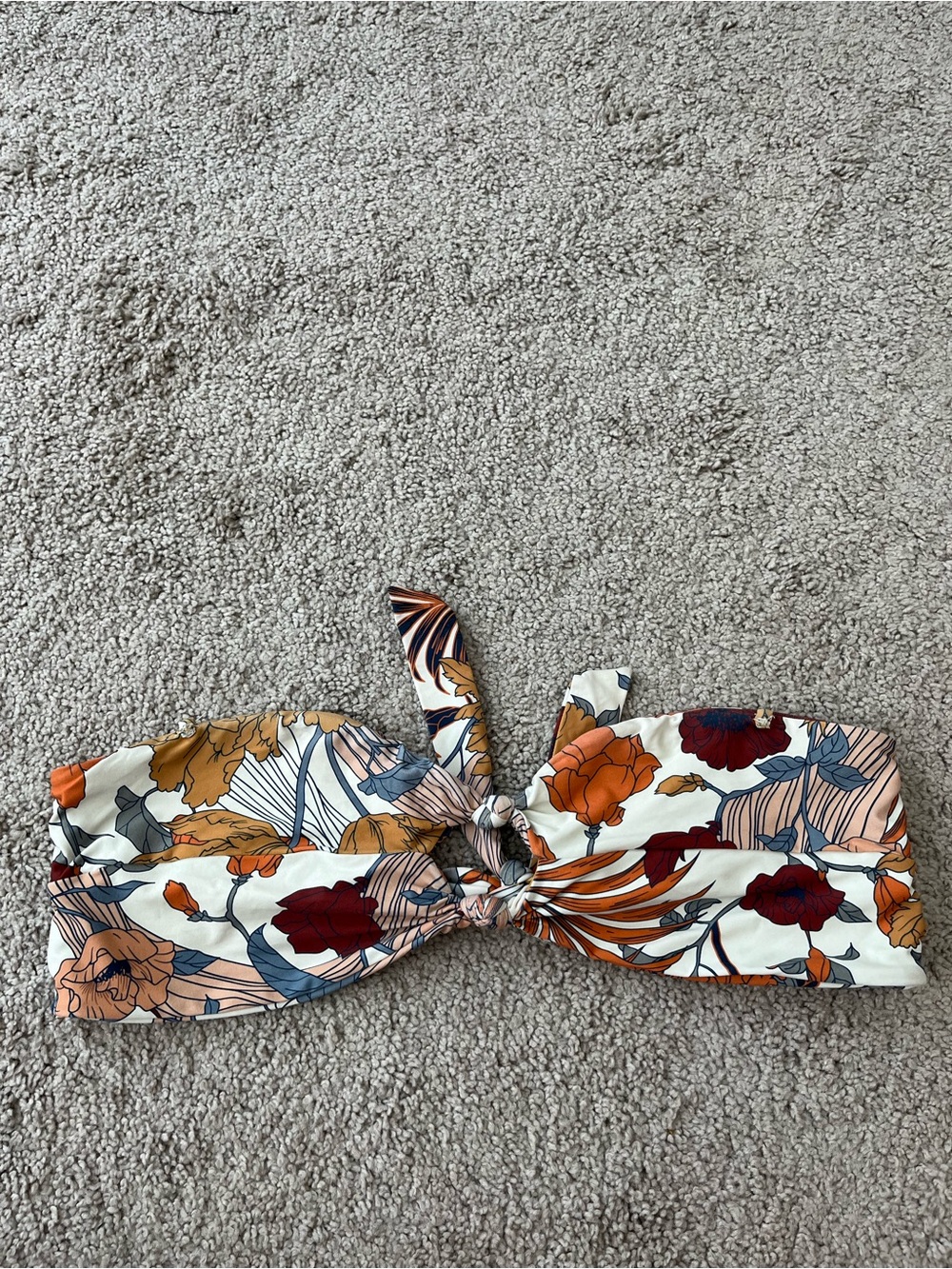 O'Neill Floral Tie-Front Bandeau Bikini Top